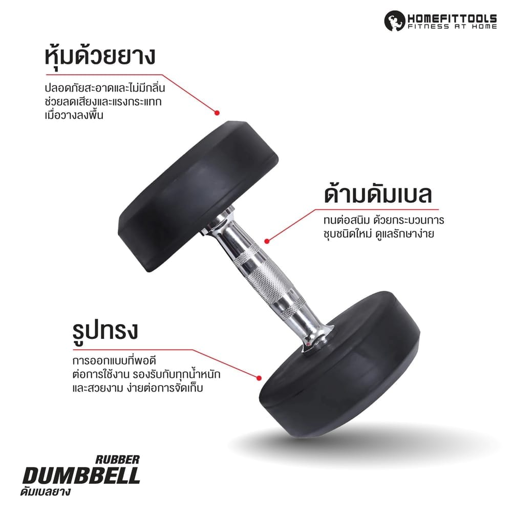 ดัมเบลยางกลม HOMEFITTOOLS 35KG 1 คู่